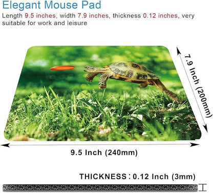 Cute Jumping Turtle Animal Mouse Mat, Square Waterproof Non Slip Rubber Base Mouse Pad for Office Laptop, 9.5"x7.9"x0.12" Inch