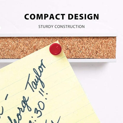 Corksidol Bulletin Bar Strip, Cork Board, Cork Strip, 24" x 1", Classroom, Office, Walls, Cubicle, Aluminum Frame, 1 Pack, Silver