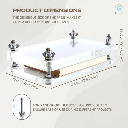 Book Press, Double,Flower Press,Travel Bag.Double Level Book Binding Press, Portable Book Press Bookbinding for Handmade DIY Bookbinding,Paper Press,13.8 * 7.9inch (Sky Blue, 13.8" x 7.9")