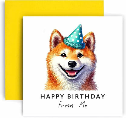 Huxters Birthday Card from the Dog – Shiba Inu - Happy Birthday to Dog Mum and Dog Dad – Birthday Card from the Dog to Friends Family First Birthday (Shiba Inu)