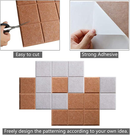 Large 11.8"x11.8" Felt Board Tiles for Wall with 30 Push Pins, Pack of 6 Pin Board Notice Boards for Home Office Kitchen, Bulletin Board Wall Tiles for Photos Memos