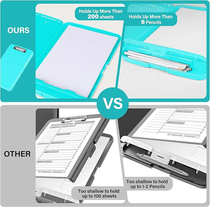 Clipboard with Storage, High Capacity Clip Boards 8.5x11 with Storage, Plastic Nursing Clipboard Folder with Pen Holder, Heavy Duty Storage Clipboard with Low Profile Clip for School & Office