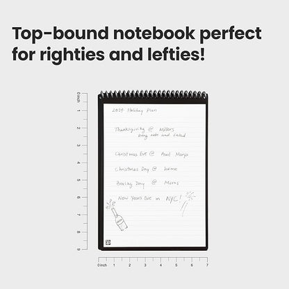 Rocketbook Flip Reusable Smart Notepad, Top Bound Notebook Executive Size 6x8.8, Black - Lined and Dotted Pages, App-Connected, Erasable, Ideal for Righties and Lefties