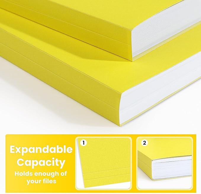 SUNEE File Folders Letter Size Yellow, 100 Pack Manilla Folders 8.5 x 11 1/3-Cut Tabs, Colored File Folders Office Home School for Documents Files Paper