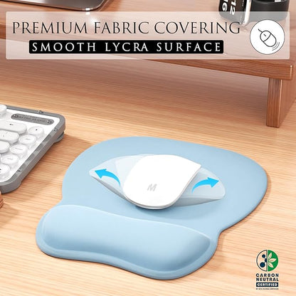 MROCO Ergonomic Mouse Pad with Gel Wrist Rest, Comfortable Mousepad with Smooth Wrist Support Surface and Non-Slip PU Base for Pain Relief, Computer, Laptop, Office & Home, 9.4 x 8.1 in, Sky Blue