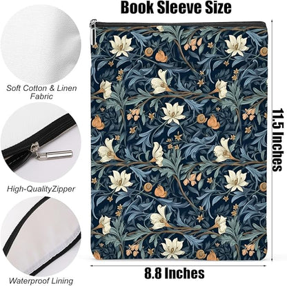 Botanical Book Sleeve, Classic Flower Book Covers for Paperbacks, Floral Book Pouch Book Protector, Book Lovers Gifts for Women Girls Teacher, Book Accessories Book Club Gifts Christmas Birthday Gifts