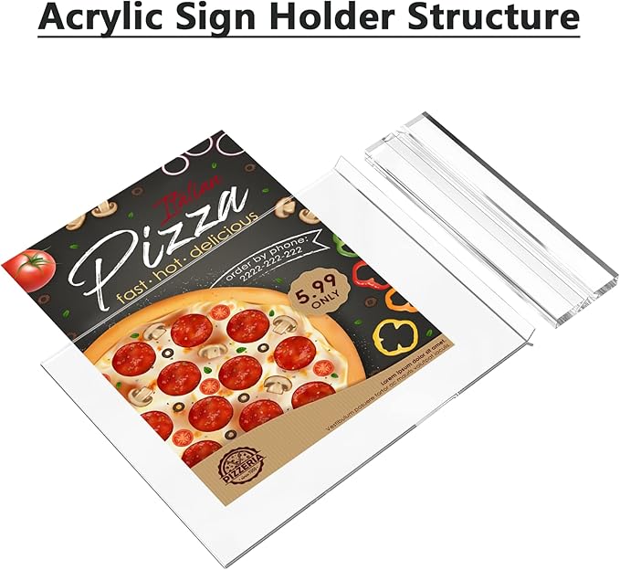 MaxGear Acrylic Sign Holder 8.5x11 Inches, Double Sided Clear Display Stand Table Top Sign Paper Holder, Vertical Menu Flyer Holder, Plastic Sign Frame for Stores, Restaurants, Hotels, Office