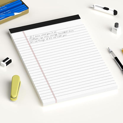 12pcs Small Note Pad 5x8 College Ruled White Legal Pads Paper Notepads 12 Pack Study Back Writing Pads 5 x 8 Legal Pads Perforated Narrow Ruled Pads of Paper White