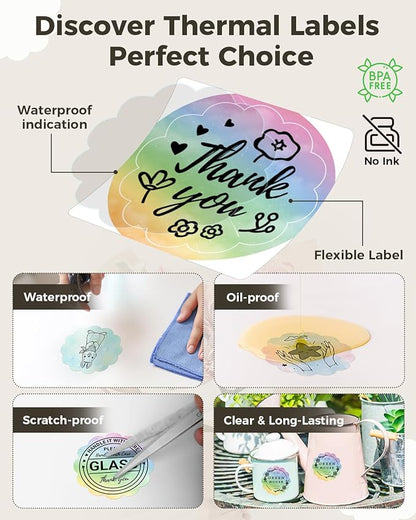 M220 Label, M110 Thermal Labels Round - 1.96"(50MM) Original Print Master Label Compatible with Phomemo M110/M220/M221/M150/M250/M260/M100 Labels Maker, Gradient Circle Sticker for DIY Design, Logo