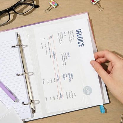 Juvale 30 Pieces Clear Adhesive Pockets for Planners and Binders, Peel and Stick Index Card and Photo Pockets, Office Notebook Folder Sleeves (4 Sizes)