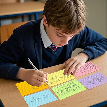 Koogel Index Cards 3 x 5 Inch, 272 Count, Ruled on both Sides, 8 Assorted Colors, Note Cards for Studying School Supplies College Office