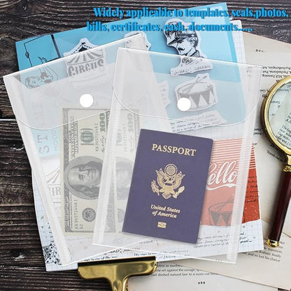 Vmiapxo 40 Pack Stamp and Die Storage Pockets, Reusable Small Plastic Envelopes Waterproof Sticker Organizer Receipt Holder Photo Storage Folders (5" x 7")