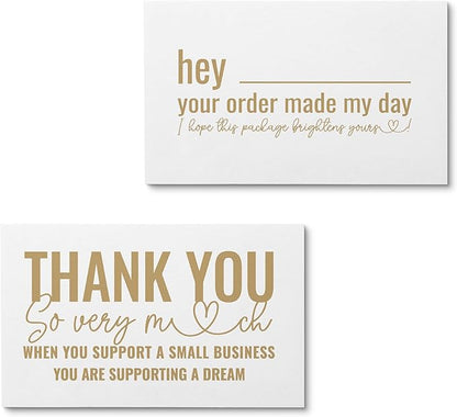 ITZAMNA Thank you for supporting small business cards Customer appreciation note cards Pink Script with Heart Pack of 100 WHITE