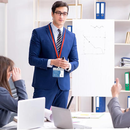 100 Pcs Lanyards for ID Badges and 100 Pcs Clear Name Tag Holders Reusable Lanyard with Clip Plastic ID Card Badge Holder Name Badges for Adults Kids Business School Office Supplies (Red)