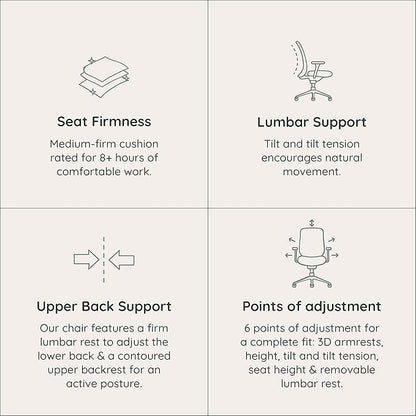 Branch Verve Chair - High Performance Executive Office Chair with Contoured Seat Back and Adjustable Lumbar Rest - High Density Foam Cushion with Aluminum Base - Up to 275 lbs - Coral