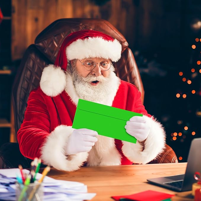 500 Pcs #10 Business Envelopes Adhesive Standard Envelopes Colored Envelopes for Office Check Invoices Letters Letterhead Invitations Announcements 4-1/8 x 9-1/2'' (Red, Green)