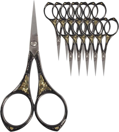JubileeYarn Sun Motif Embroidery Craft Scissors - Black - 10 Scissors