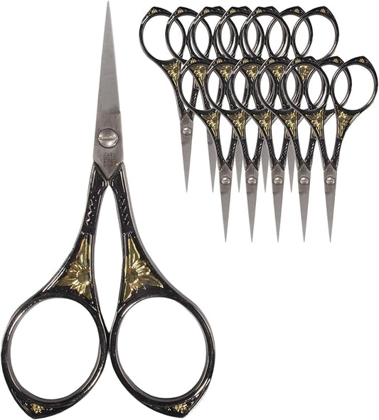 JubileeYarn Sun Motif Embroidery Craft Scissors - Black - 10 Scissors