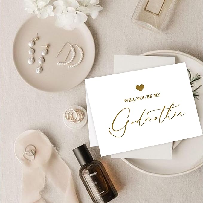LADY&HOME Will You Be My Godmother Card with Envelope,Godmother Proposal Card Godmother Proposal Gift (C2:Godmother)