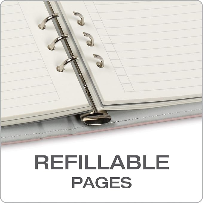 Oxford 6-Ring Professional Notebook, 7 x 9 Inch, Refillable Notebook, Writing Journal, Ivory Paper, 100 Sheets, Blush Pink Faux Leather Cover (90005)