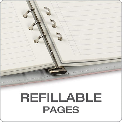 Oxford 6-Ring Professional Notebook, 7 x 9 Inch, Refillable Notebook, Writing Journal, Ivory Paper, 100 Sheets, Blush Pink Faux Leather Cover (90005)