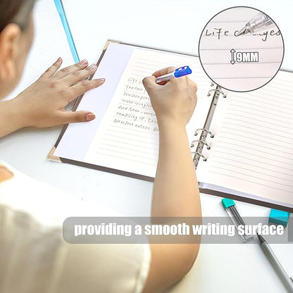 Koogel 2 Sets 6-Ring Binders, Refillable Binder 7"x9.3" Black and Gray Planner Binder for Journaling Collections with 70 Sheets Ruled Refill Paper 70gsm