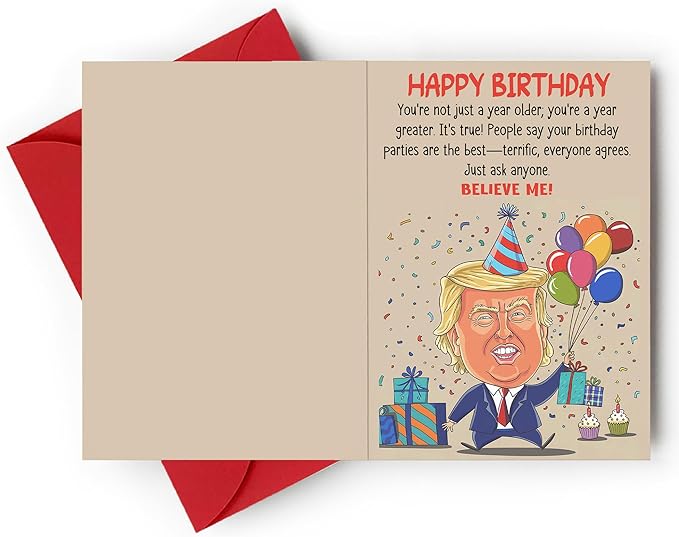 Funny Birthday Card for Him, Her, Men, Women, Dad, Mom, Grandma, Grandpa, Wife, Husband - Folded 5"x7" Cardstock with Red Envelope - Happy Birthday Gift Card
