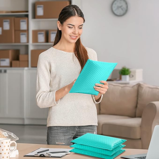 UCGOU Bubble Mailers 7.25x12 Inch Teal 25 Pack Usable Size 7.25x11 Padded Envelopes Small Business Opaque Packaging Self Seal Waterproof Boutique Bulk Shipping Bags for Jewelry Makeup Supplies #1