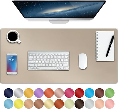 Boutilon Leather Desk Pad 30" x14",Non-Slip Mouse Pad,Office Desk Mat,Waterprooft PU Leather Desk Blotter,Desk Pad Protector,Desk Writing Pad for Home Office Decor (M-Beige)