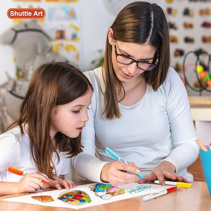 Shuttle Art 60 Colors Permanent Markers, Fine Point, Assorted Colors, Works on Plastic,Wood,Stone,Metal and Glass for Doodling, Coloring, Marking