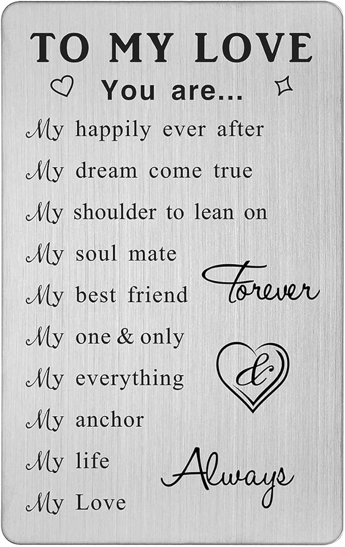 TANWIH To My Love Wallet Card Gifts, 10 Reasons Why I Love You, Romantic Anniversary Cards Gift for Her Him, Wedding Christmas Presents