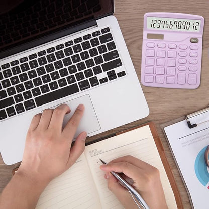 Purple Calculator, Basic Office Calculator, Desktop Calculator 12 Digit with Large LCD Display, Purple Office Supplies with Sensitive Button, Purple Desk Accessories, School Supplies……