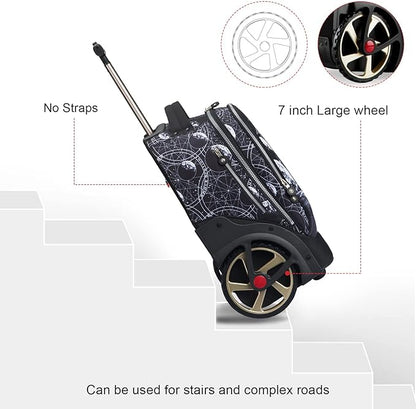 UNIKER Rolling Backpack without Straps for Boys, Roller Travel Bag,Wheeled Bookbag High School,Trolley Middle School Bag for Teens,Schoolbag with Wheels