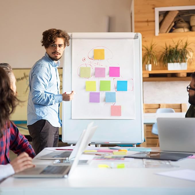 (24 Pack) Lined Sticky Notes 3x3 in Post Ruled Stickies Super Sticking Power Memo Pads,12 Bright Multi Colors Sticky Notes with Lines Self-Stick Note Pads