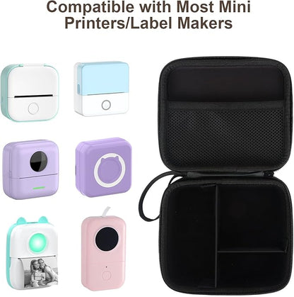 QYCHHJ Carrying Case for Phomemo T02/Memoking/HUIJUTCHEN Mini Sticker Printer, Portable Hard Travel Case for Label Maker, Thermal Printer Paper,Black