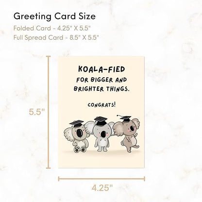 ALY LOU Graduation Card Funny for Him/Her, Congratulations Grad Card for Students Son Daughter, College High School University Greeting Cards (Koala-fied)