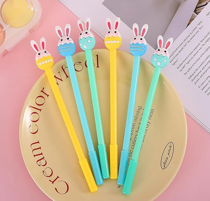 YYaaloa 12pcs Rabbit Eggs Gel Ink Pens 0.5 mm Black Ink Novelty Pens for Child, Women Coworkers Kids Office School Home Wedding Bridal Shower Gifts Party Supplies (Rabbit Eggs pens 12pcs)