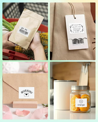 M100 Square Label 1.57'' x 1.18'' (40 x 30 mm), Compatible with Label Maker M110/ M220/ M221/ M120/ M200/M260/M150, White, 230 Labels/Roll, Multi-Purpose Adhesive Thermal Labels, Black on White