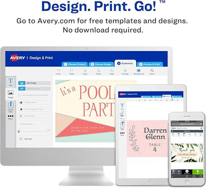 Avery Astrobrights Postcards, 4.25" x 5.5", Assorted Colors, 65 lbs / 176 gsm, Laser/Inkjet, 100 Cards (35704)