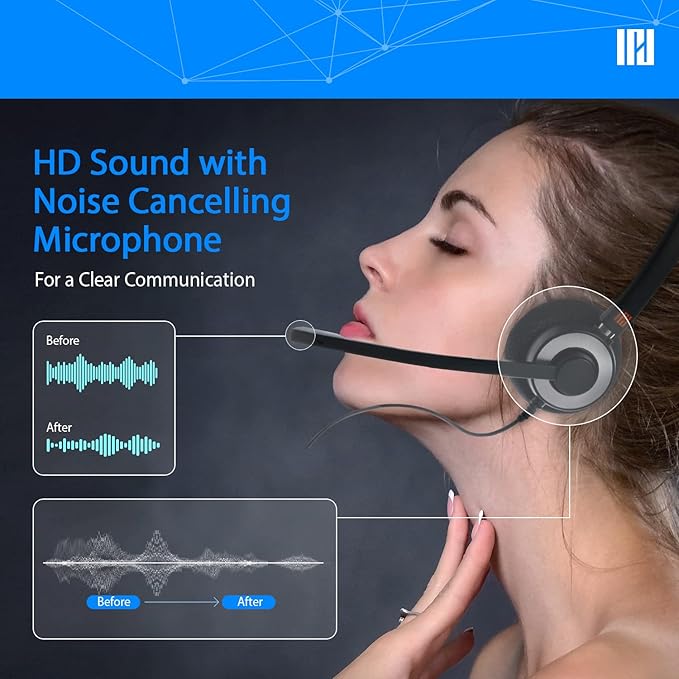 IPD IPH-165 Phone Headset with Noise Cancelling Microphone for Office and Call Center-Compatible with Avaya 1608 1616 9601 9608 9611 9611G 9620 9621 9630 9631 9640 9641 9650 9670 J139 J159 J169 J179