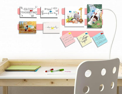 Felt Pin Board Bar Strips Bulletin Board for Bedrooms Offices Home Wall Decoration, Notice Board Self Adhesive Cork Board with 35 Push Pins for Paste Notes, Photos, Schedules