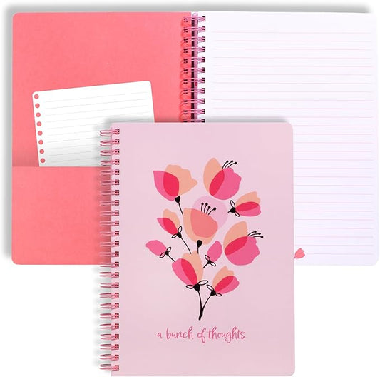 Steel Mill & Co Cute Mini Spiral Notebook, 8.25" x 6.25" Journal with Durable Hardcover and 160 Lined Pages, Pink Poppy