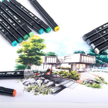 ABEIER 80 Colors Alcohol Based Markers, Dual Tip Drawing Markers Set, plus 1 Colorless Blender Pen, Permanent Sketch Animation Markers for Kids, Plumones, Adults Coloring and Artist Illustration