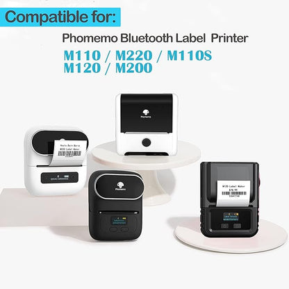 Phomemo M220 Labels - 3 Rolls, 100 Labels/Roll, Square, Black on White, 1.97"x3.15" (50x80mm), Compatible with M110/M220/M221/M120/M200 Printers
