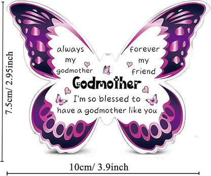 Godmother Gifts for Women Acrylic Plaque Bookmark Set Birthday Gifts for God Mom Personalised Butterfly Keepsake Bookmarker Mothers Day Christmas Thank You Gifts for Her from Godson Goddaughter
