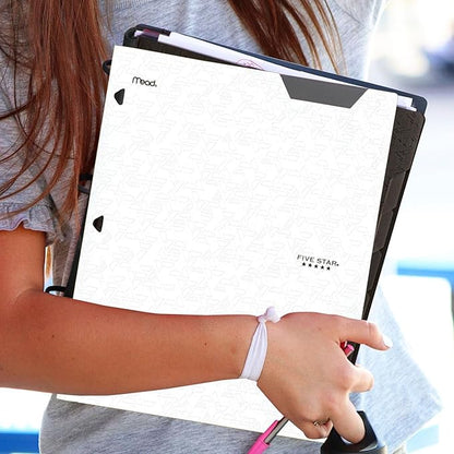 Five Star 2-Pocket Folder, Plastic Folder with Stay-Put Tabs, Fits 3 Ring Binder, Holds 8-1/2" x 11" Paper, White (333420I-ECM)