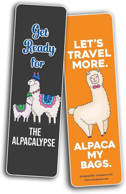 Creanoso Alpaca Funny Bookmarks (2-Sets X 6 Cards) – Daily Inspirational Card Set – Interesting Book Page Clippers – Great Gifts for Adults and Professionals