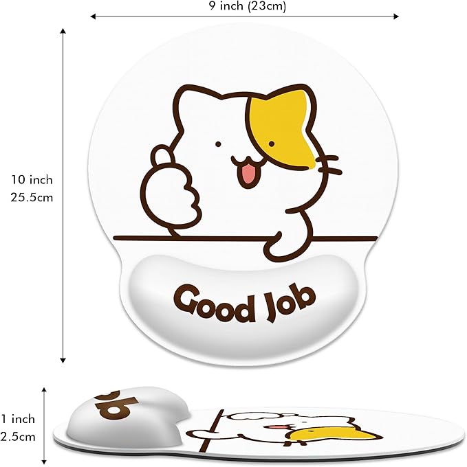 Ergonomic Mouse Pad with Wrist Support,Good Job Cat Mouse Pad with Wrist Rest,Relieve Wrist Pain Mousepad Non-Slip Rubber Base,Mouse Pads for Desk,Computers,Laptop,Office,Home,Accessories