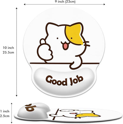 Ergonomic Mouse Pad with Wrist Support,Good Job Cat Mouse Pad with Wrist Rest,Relieve Wrist Pain Mousepad Non-Slip Rubber Base,Mouse Pads for Desk,Computers,Laptop,Office,Home,Accessories