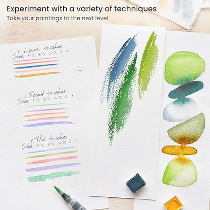 ARTEZA Detail Paint Brushes, Set of 15, Fine Detail Brush Set for Miniature Models and Canvases